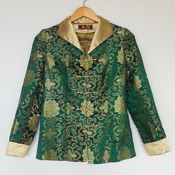[KE MING] Elaborate Green and Gold Asian Jacket - Picture 1 of 13